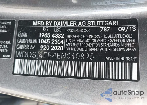 2014 Mercedes-Benz Cla 250 z USA, uszkodzony, nr VIN WDDSJ4EB4EN040895